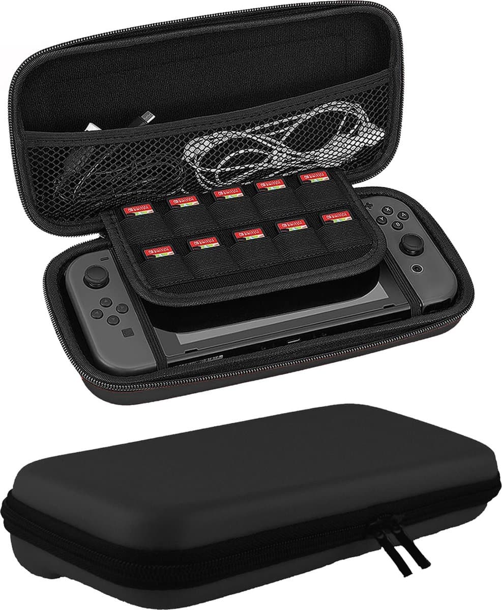 Hoes Geschikt voor Nintendo Switch Lite Case Hoesje Met Koord - Bescherm Hoes Geschikt voor Nintendo Switch Lite Hoes Hard Cover - Zwart — afbeelding 1
