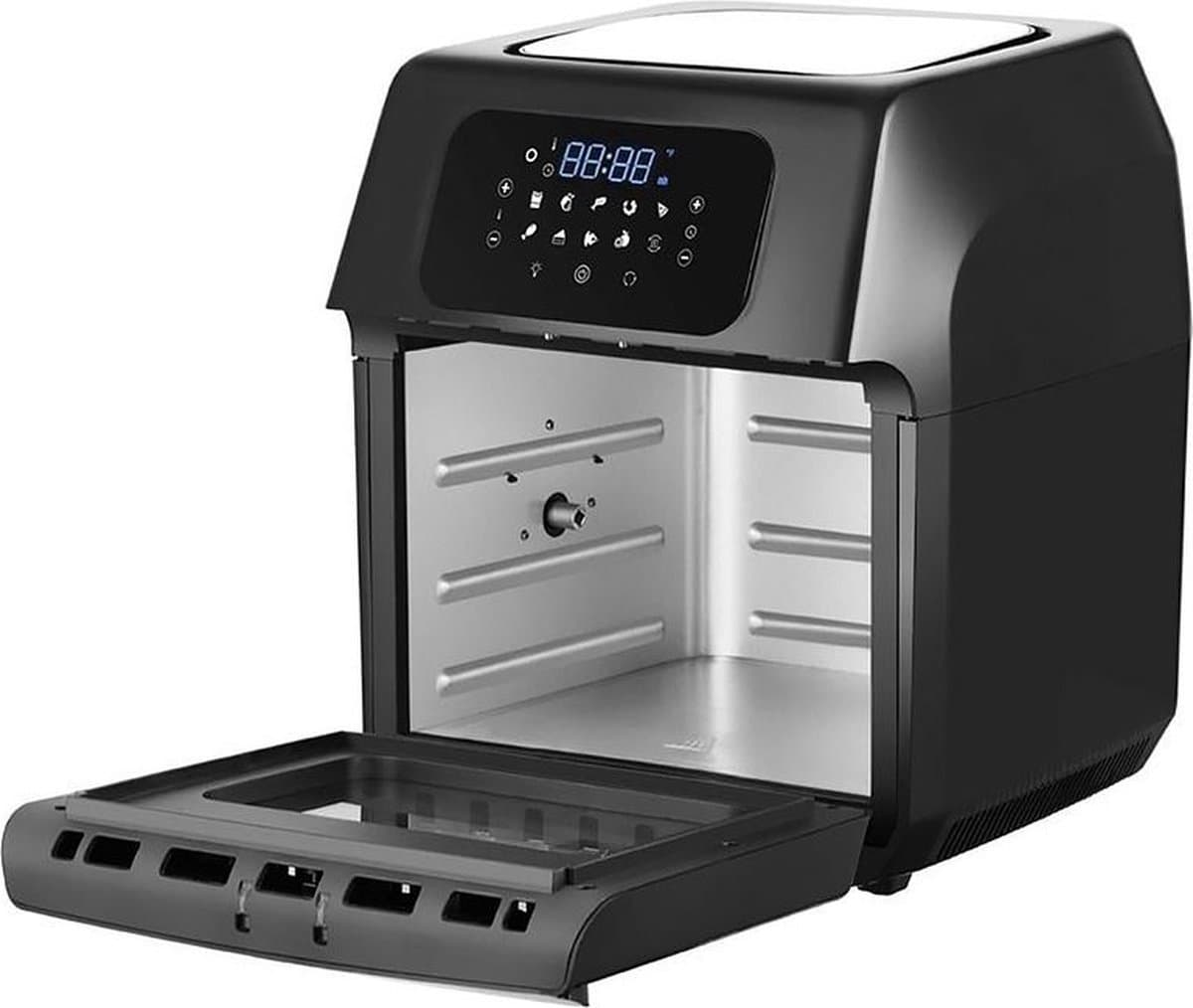 Royal Swiss® Airfryer oven - Hetelucht friteuse - 12 liter - 8 programma's - 5 accessoires - 80 tot 200 graden - 1800 watt - Zwart/RVS — afbeelding 1