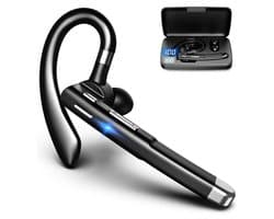 Otiume - Draadloze Bluetooth Headset – Noise Canceling – Incl. Oplaadkoffer - 32 uur Beltijd - Waterproof - Handsfree - Zwart Zilver