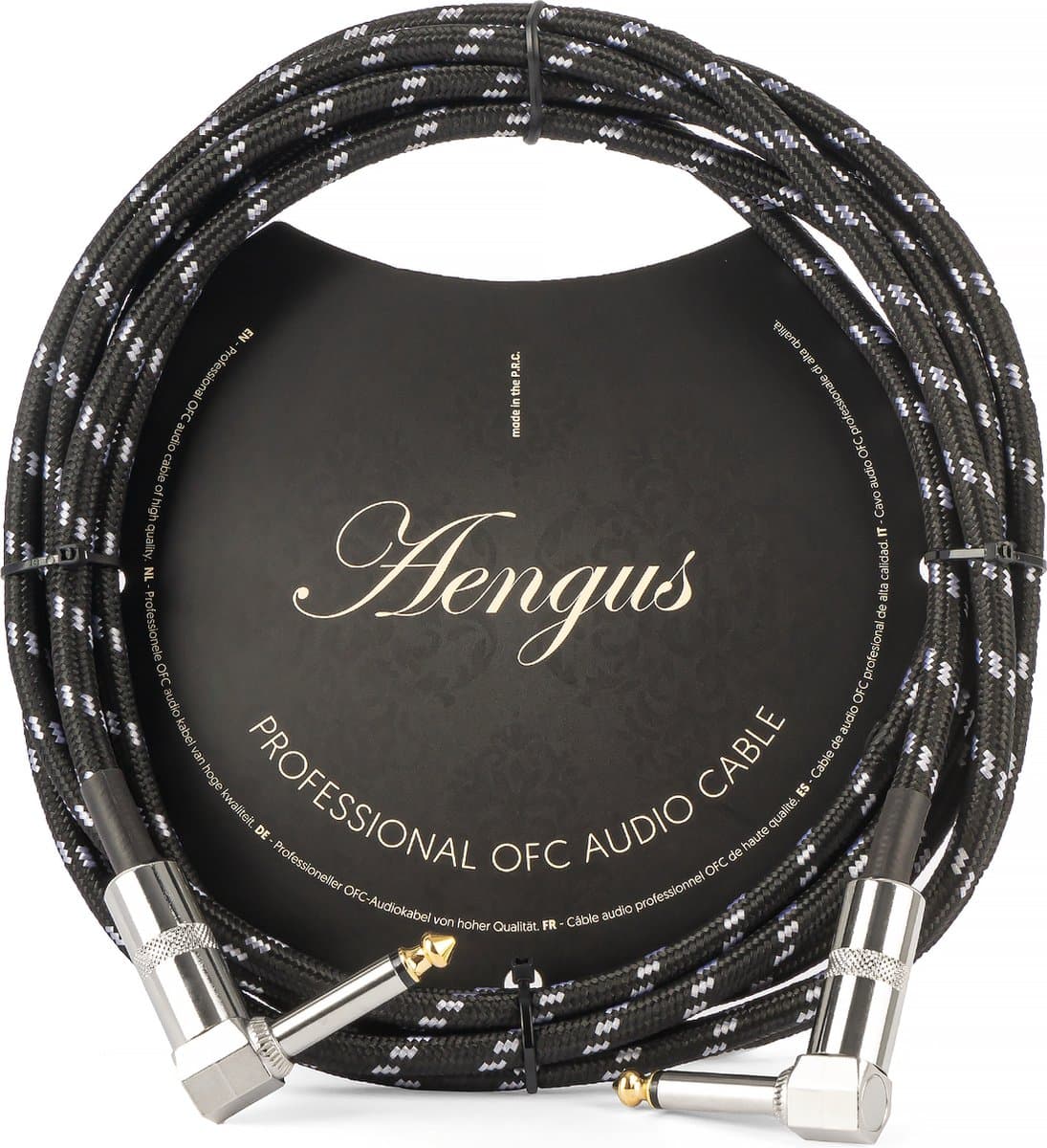 Áengus Black Tweed Gitaarkabel Instrumentkabel - 6.35mm mono jack plug haaks/haaks - 3 meter — afbeelding 1