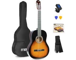 Klassieke Akoestische Gitaar 4/4 - Met Nylon Snaren - MAX SoloArt - Beginnersset met Accessoires - Sunburst