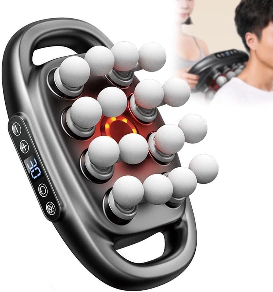 Massagepistool Set - Spierontspanning Apparaat - Herstel Bevorderen - 16 Massagekoppen - 35mm Diepe Massage - Zwart — afbeelding 1