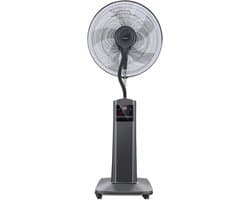 Mistventilator Staande Ventilator - Sproei Koeling - Verfrissing Binnen - 3 Windsnelheden Afstandsbediening - 1.7L Reservoir - Zwart