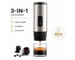HomeGoodies 3-in-1 Draagbaar Koffiezetapparaat - Voor Koffiepoeder, N-Capsules & DG-Capsules - Espressomachine