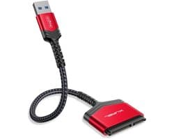 SATA naar USB Adapter - Externe Harde Schijf Kabel - Data Overzetten - Ondersteunt UASP Trim - 2.5 inch - Rood