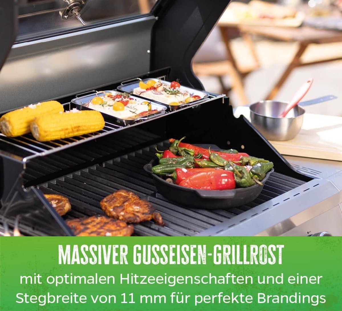 Inbouw gasbarbecue 74 x 54 x 49 cm – 4 branders RVS met gietijzeren roosters, kijkvenster, 14 kW vermogen, verlichte knoppen & dubbelwandig deksel – HomebyNicole G401G Premium Outdoor Keuken Grill — afbeelding 1