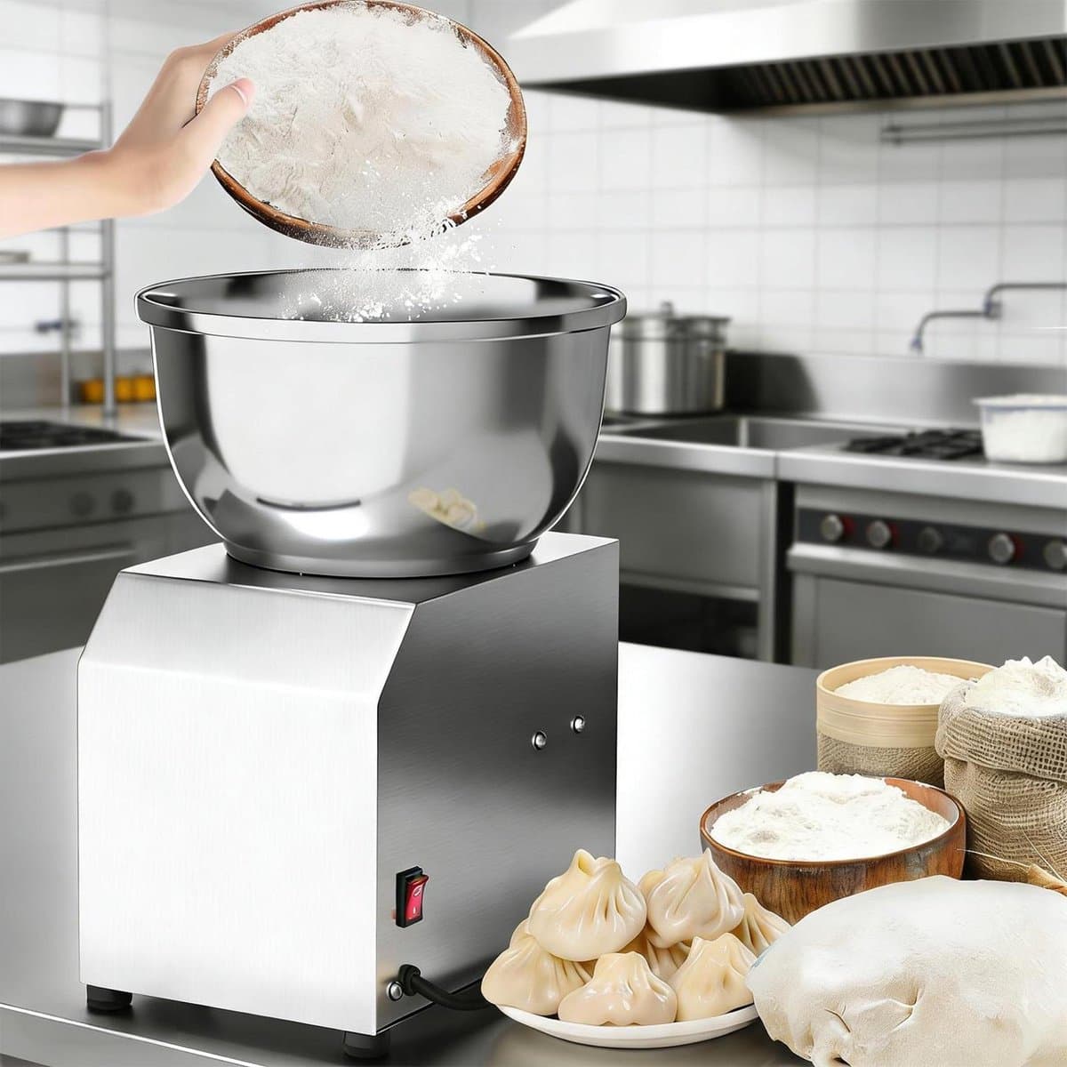 Deegkneder - Broodmixer - Deeg Bereiden - Dubbele Rotatie - 8kg Capaciteit - Zilver — afbeelding 1
