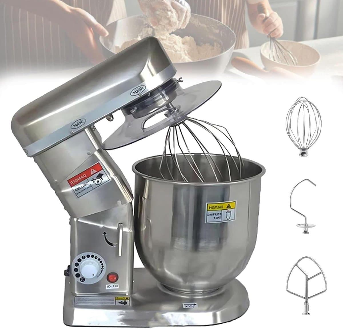 Keukenrobot - Keukenmixer Staande - Bakken en Koken - 3-in-1 Multifunctioneel - 5L Kom - Zilver — afbeelding 1