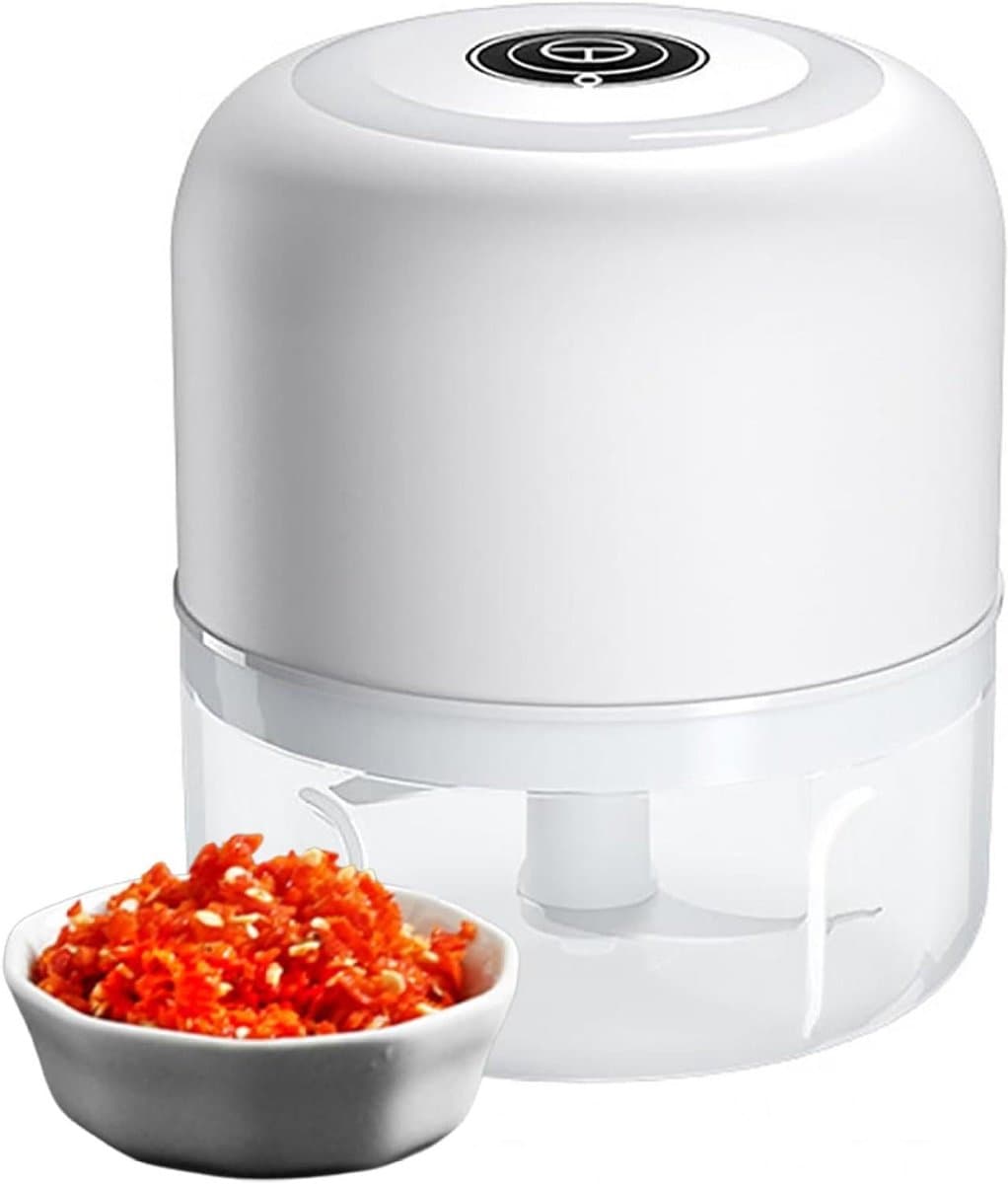 Mini Keukenmachine - Kleine Hakker - Snel Ingrediënten Snijden - Oplaadbaar Via USB - 100ML Capaciteit - Wit — afbeelding 1