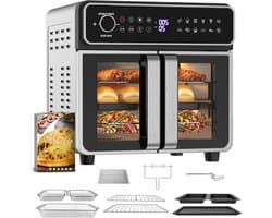 Heteluchtfriteuse - Mini oven - Veelzijdig koken - Dubbele kamer - 23 Liter - Gemengde kleuren