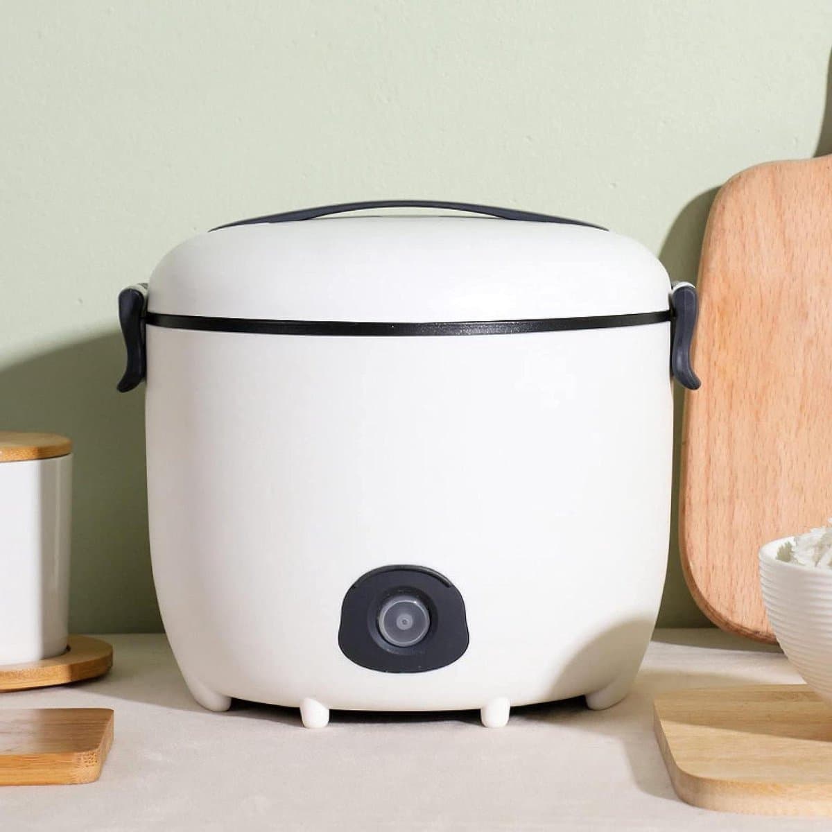 Rice Cooker, Mini Rice Cooker 1.8 Litre Small Multicooker with Removable Rice Pot with Non-Stick Coating and Keep Warm Function for 1-3 People, White — afbeelding 1