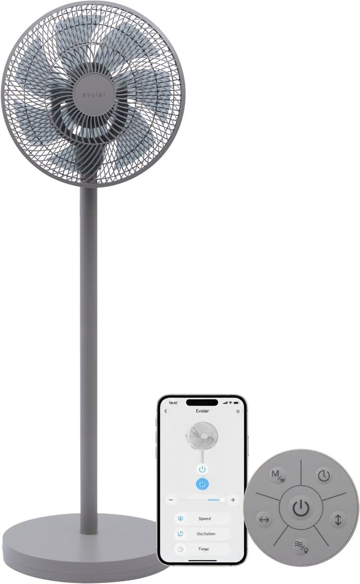 Evolar Smart Ventilator Staand - 36W - Incl. Accu - Statiefventilator - Ambient Light - WiFi - App & Afstandsbediening - EVO-SF36GW — afbeelding 1