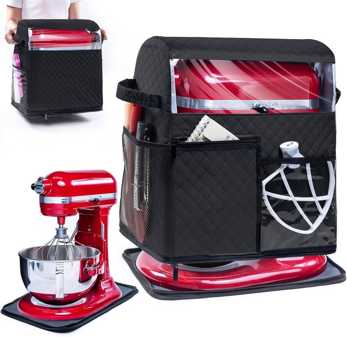Mixerhoes Met Basis - Apparaat Beschermer - Keuken Organisatie - Afneembare Slider - 6-8 Quart - Zwart — afbeelding 1