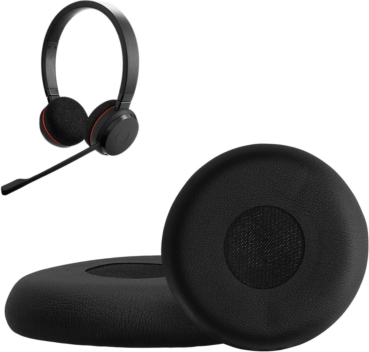 kwmobile 2x oorkussens geschikt voor Jabra Evolve 20 / 20se / 30 / 30II / 40 / 65 - Earpads voor koptelefoon in zwart — afbeelding 1