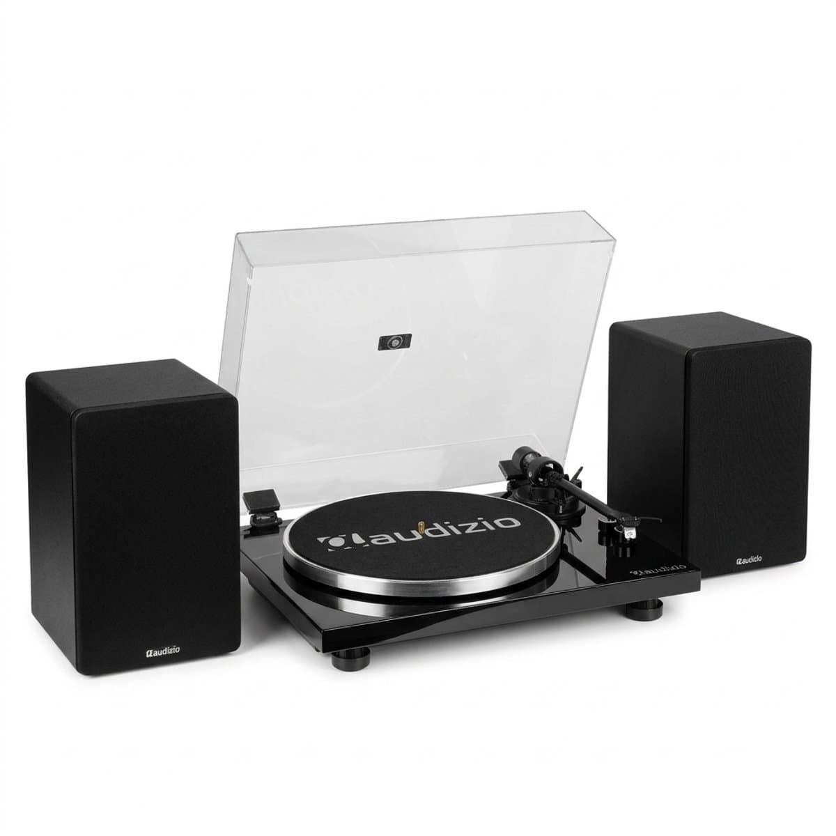 Audizio Toledo premium platenspeler HiFi set met 2 boekenplank speakers - Bluetooth - 80W — afbeelding 1