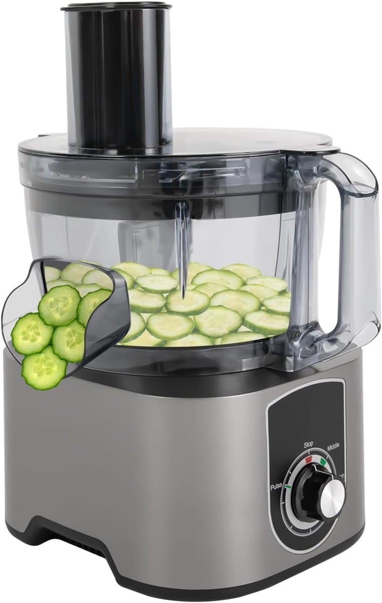 Elektrische Keukenmachine - Groentesnijder Rasp - Snel Ingrediënten Bereiden - 3-in-1 Functie Krachtig - 600 Watt - Grijs — afbeelding 1