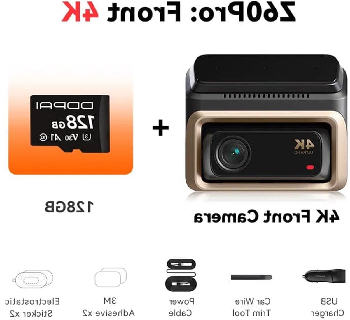 4K Dashcam – Autocamera – Rijcamera – Beveiligingscamera – DVR – Sony STARVIS Sensor – 5GHz WiFi Verbinding — afbeelding 1