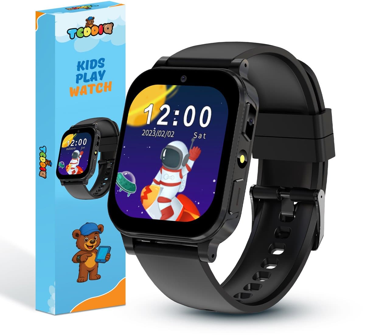 TeddiQ Playwatch - Kinder Smartwatch - Kinderhorloge - Zwart - 31 educatieve games - Smartwatch Kind - HD Scherm — afbeelding 1