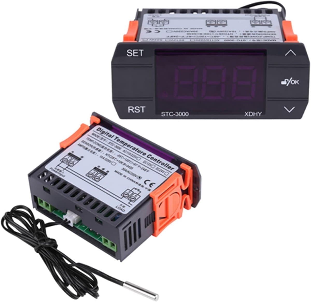 Digitale Temperatuurregelaar met Sondesensor - Nauwkeurig -55 tot 120 °C - 110-220V — afbeelding 1