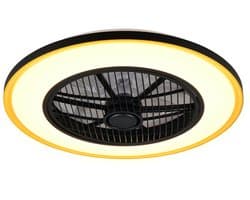 REALITY VARPULA - Ventilator - Zwart-goud - incl. 1x SMD 28 W - Afstandsbediening - Geintegreerde dimmer - Traploos instelbare lichtkleur - Zomer- en wintermodus - 6 snelheidsniveaus