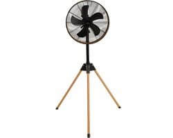 A-Flow Tripod Woodlook Driepoot Ventilator - Staande Statiefventilator Houtlook - Zelfdraaiend - Verstelbaar - 3 Windsnelheden