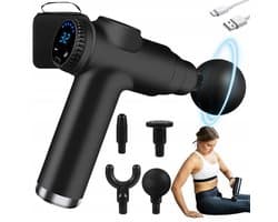 Mini elektrische massagegun - Fascia Gun - 32 snelheden - 3500 tpm - 1800 mAh - 4 massagekoppen - met LCD-scherm - voor ontspanning van lichaamsspierenmassage