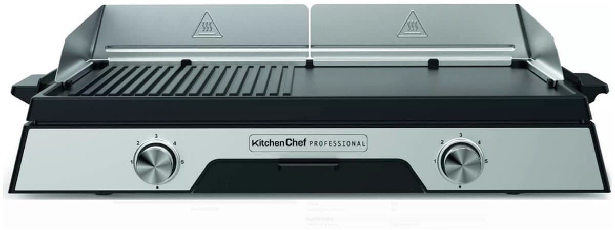 elektrische plancha 2200w roestvrijstalen plaat 52 x 31,5 cm - kitchen chef - PLANCHADUO2200 — afbeelding 1