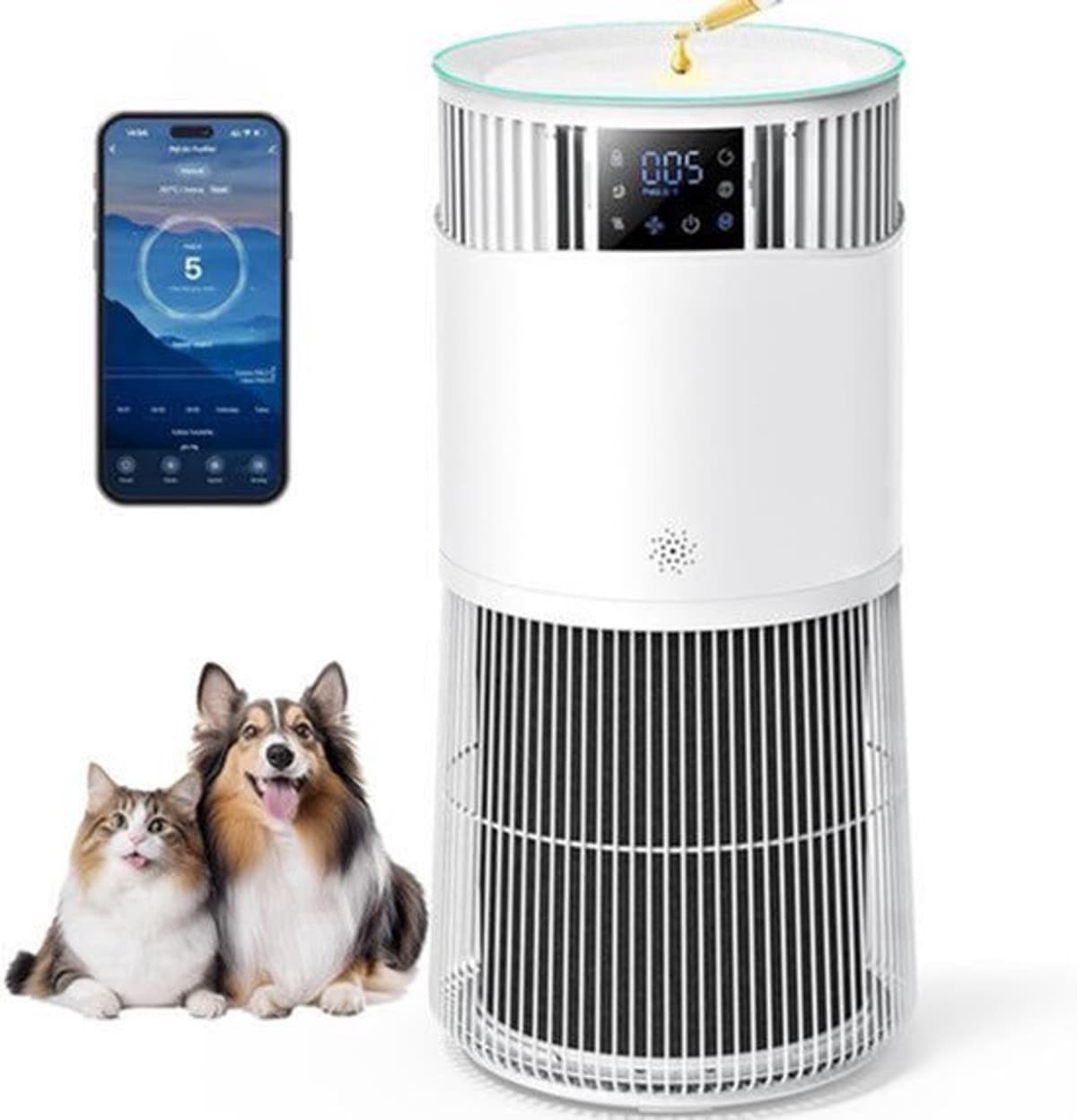 Luchtreiniger Voor Huisdieren - HEPA-filter Met App Bediening - 463 m³/h CADR - Compact 12x7x32 cm - Stil En Efficiënt — afbeelding 1