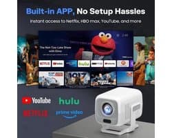 Beamer Draagbare Mini Projector - 1920x1080 Full HD Resolutie - LED Display - WiFi 6 Bluetooth 5.2 - Voor Thuisbioscoop Gaming Educatie