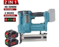 Elektrische Nagelnietmachine 2 Batterijen - 15-50 mm Nagellengte - 4 Versnellingen - Draadloos - Voor Doe-Het-Zelf En Timmerwerk