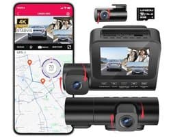 Dashcam 4K + 1080p met GPS en nachtzicht