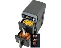Dubbele XL Airfryer 10 Liter - 2400W Heteluchtfriteuse met 2 Kamers en Synchronisatie