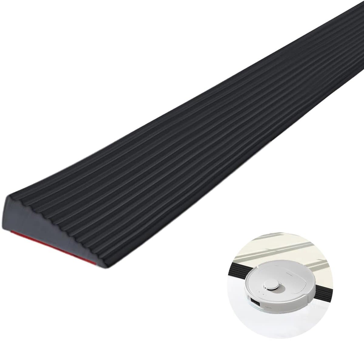 drempelophelling, 5,5 x 1,6 x 100 cm, stoeprandoprijplaat, pvc zuigrobot, drempelopdruk, overgangsrails, zelfklevend, drempeloprit voor rolstoel, kinderwagen, rollator & e-scooter, zwart — afbeelding 1