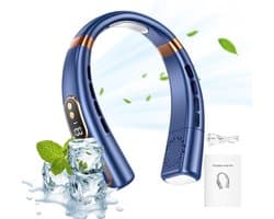 Opvouwbare nekventilator, draagbare nekventilator, USB-ventilator, ventilator zonder bladen, ingebouwde 4000mAh-batterij, geschikt voor thuis, op kantoor, op reis en buitenactiviteiten.
