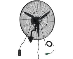 VEVOR 115W Industriële Wandventilator 81 cm, 5,9 m/s Oscillerende Wandventilator met 3-Traps Verstelbare Hoek en Nevelfunctie, Commerciële Industriële Ventilator voor Werkplaats, Garage, Magazijn, Sportschool, Zwart