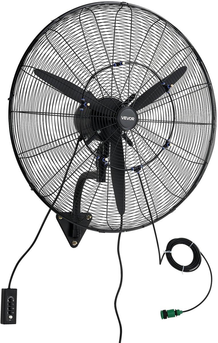 VEVOR 115W Industriële Wandventilator 81 cm, 5,9 m/s Oscillerende Wandventilator met 3-Traps Verstelbare Hoek en Nevelfunctie, Commerciële Industriële Ventilator voor Werkplaats, Garage, Magazijn, Sportschool, Zwart — afbeelding 1