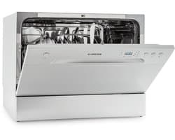 Klarstein Vaatwasser mini- voor 6 couverts, stille UV-vaatwasser, compact met 6 wasprogramma's, kleine tafelvaatwasser voor thuis, kantoor, camping, mini-vaatwasser met wateraansluiting - Vaatwasmachine - 6 Maatgedekken 45 cm 1380W - AquaStop Inbouw
