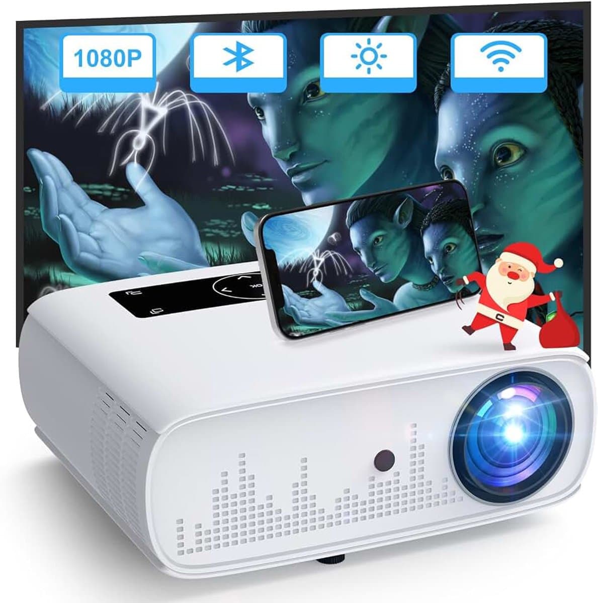 Beamer, Full HD 1080p, 15000 Lux, 5G WiFi Bluetooth, 4K ondersteund, thuisbioscoop, video, compatibel met thuis/outdoor, tv-stick, HDMI, USB, X-box, iOS/Android — afbeelding 1