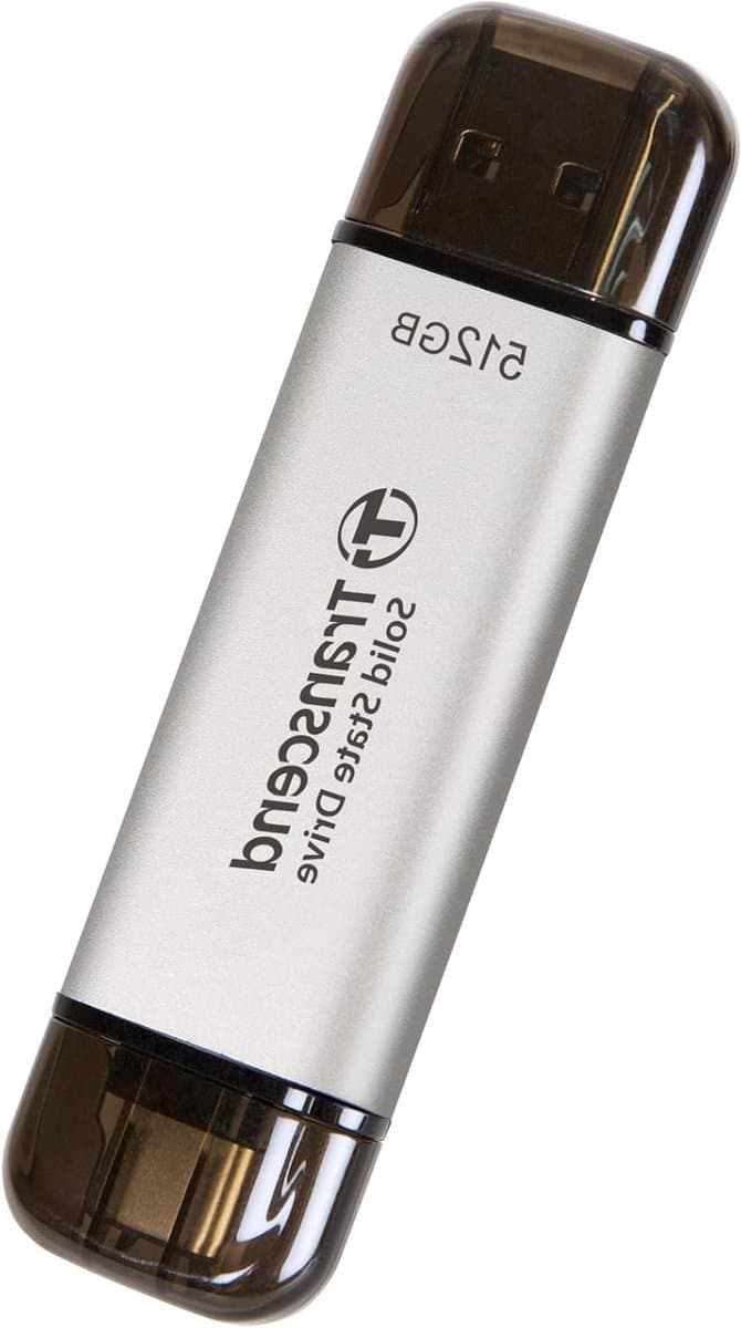 Externe SSD - Draagbare Opslag - Snelle Data Transfer - Dubbele Poort - 512 GB - Zilver — afbeelding 1
