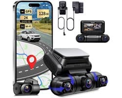SnelShoppen - 4-Kanaals Dashcam Auto 5G WiFi met 360° Draaibare Camera's, Radar Bewegingsdetectie, GPS, Nachtzicht, Parkeercontrole, 1080P, 3" Scherm,