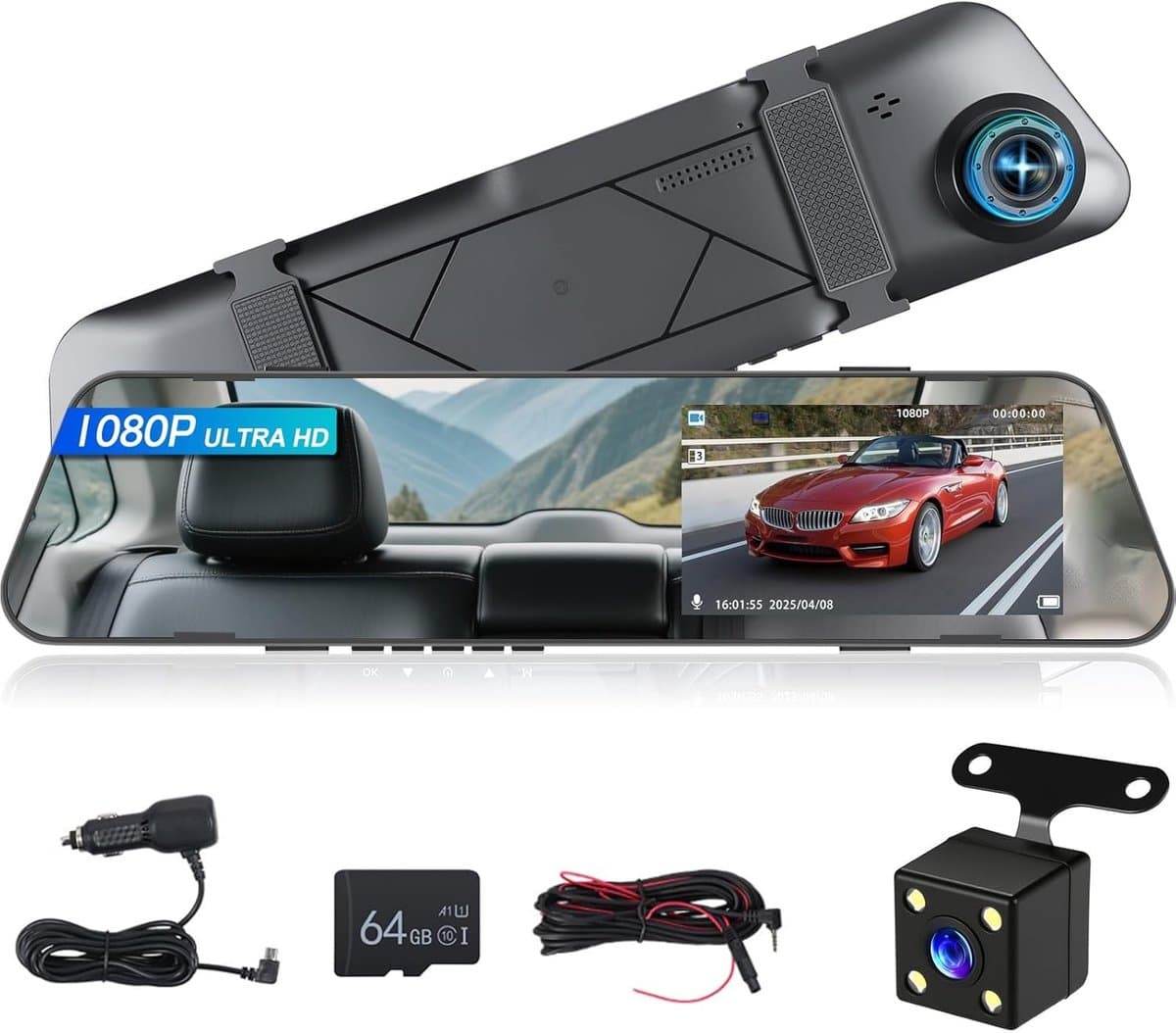 Dashcam - Spiegelcamera - 4,5 Inch Display - Dubbele HD-opname - Voor Auto's — afbeelding 1