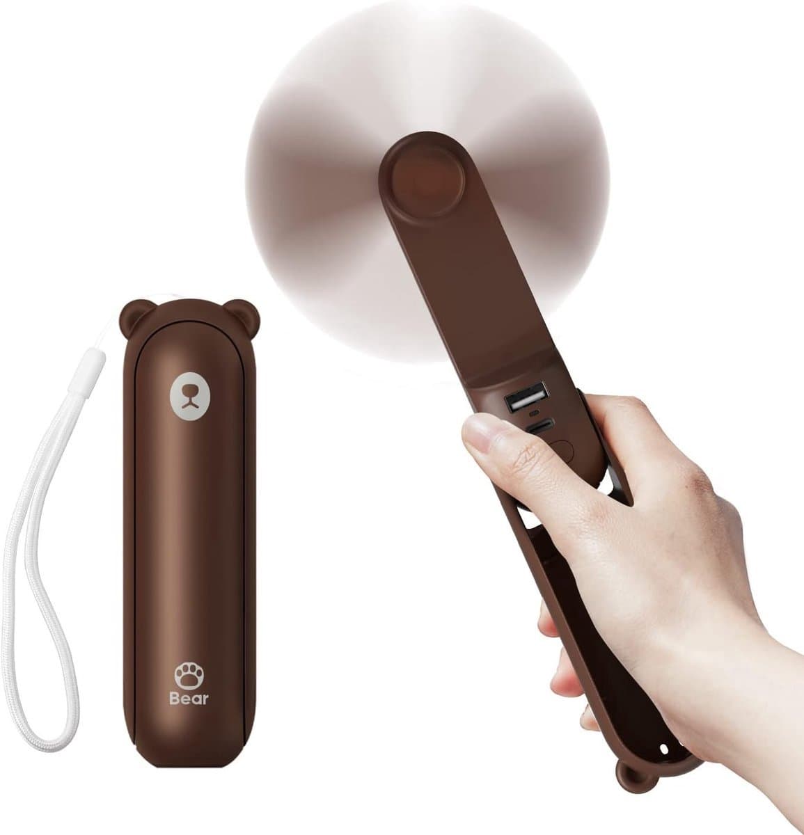 Solvix tafel ventilator geluidloos - Draagbare Ventilator - Bruin - 4800 mAh Powerbank - Maximaal 46 Uur Batterijduur - Voor Thuis en Buitengebruik — afbeelding 1