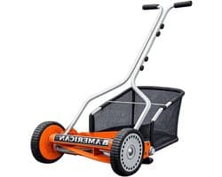 Handmatige Grasmaaier - Duwmaaier Spiraalmaaier - Gazon Onderhouden - 4 Messen Met Bak - 9 kg - Oranje