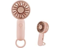 LISM-Oplaadbare mini-bureauventilator via USB. Lichtgewicht en krachtig, inclusief draagkoord, roze. Geschikt voor zowel binnen- als buitengebruik.