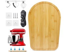 Bamboe Glijplank - Keukenmachine Plank - Mixer Verplaatsen - Speciaal Vormontwerp - 45-5 Qt - Natuurlijk Bamboe