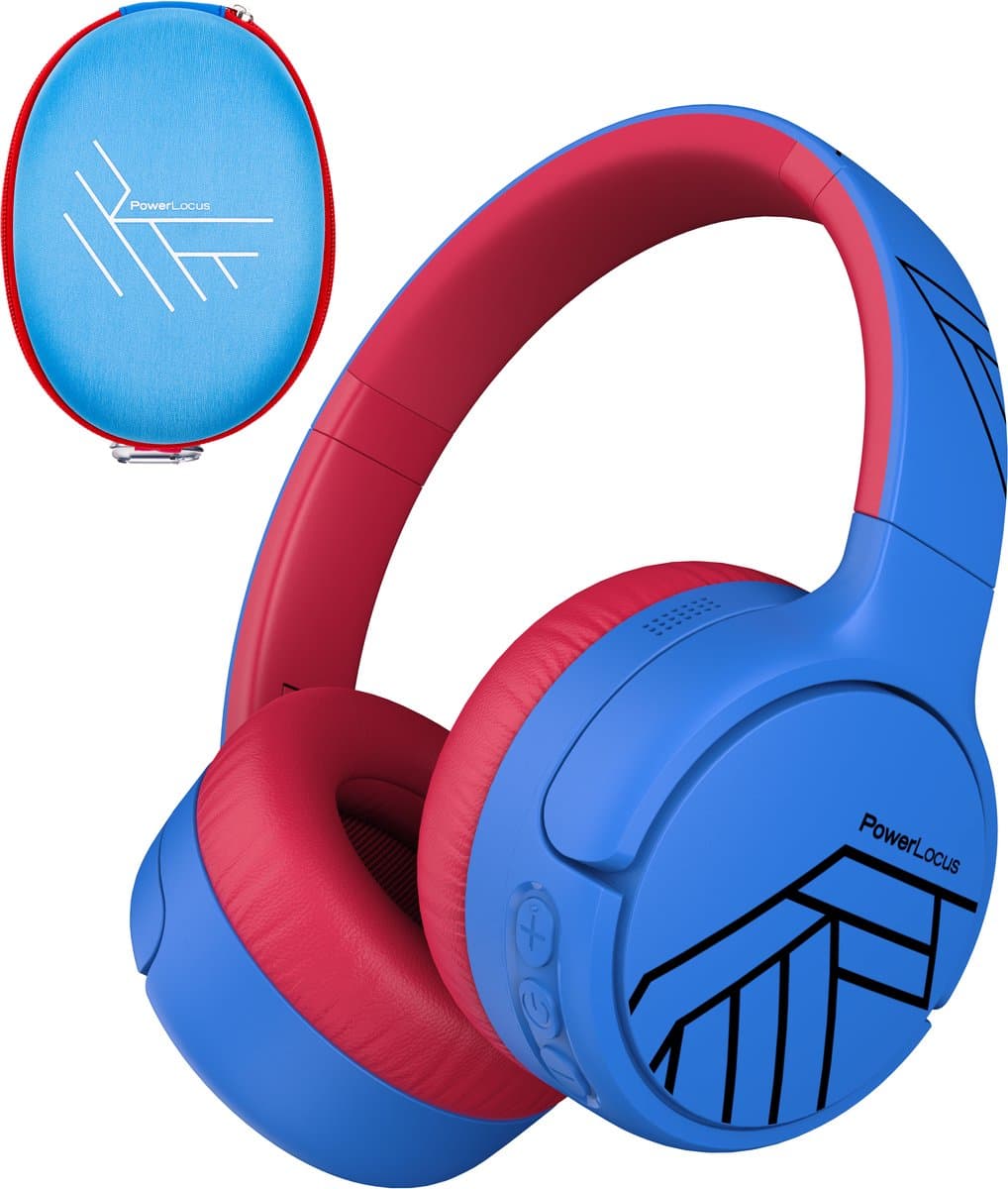 PowerLocus Tiger Draadloze Over-Ear Koptelefoon voor Kinderen, Active Noise Cancelling, 74dB/85dB/94dB Limiet, met Microfoon - Blauw/Zwart — afbeelding 1