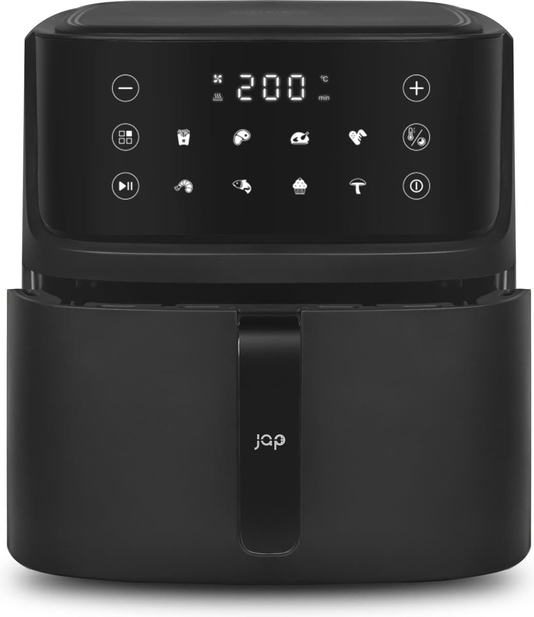 JAP Appliances Ascension - Airfryer XL - Heteluchtfriteuse XXL - 2000W - 7,6L Inhoud - 60ºC tot 200ºC - Zwart — afbeelding 1