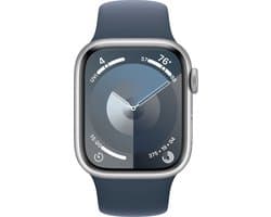 Apple Watch Series 9 - GPS + Cellular - 41mm - Silver Aluminium Case with Storm Blue Sport Band - S/M