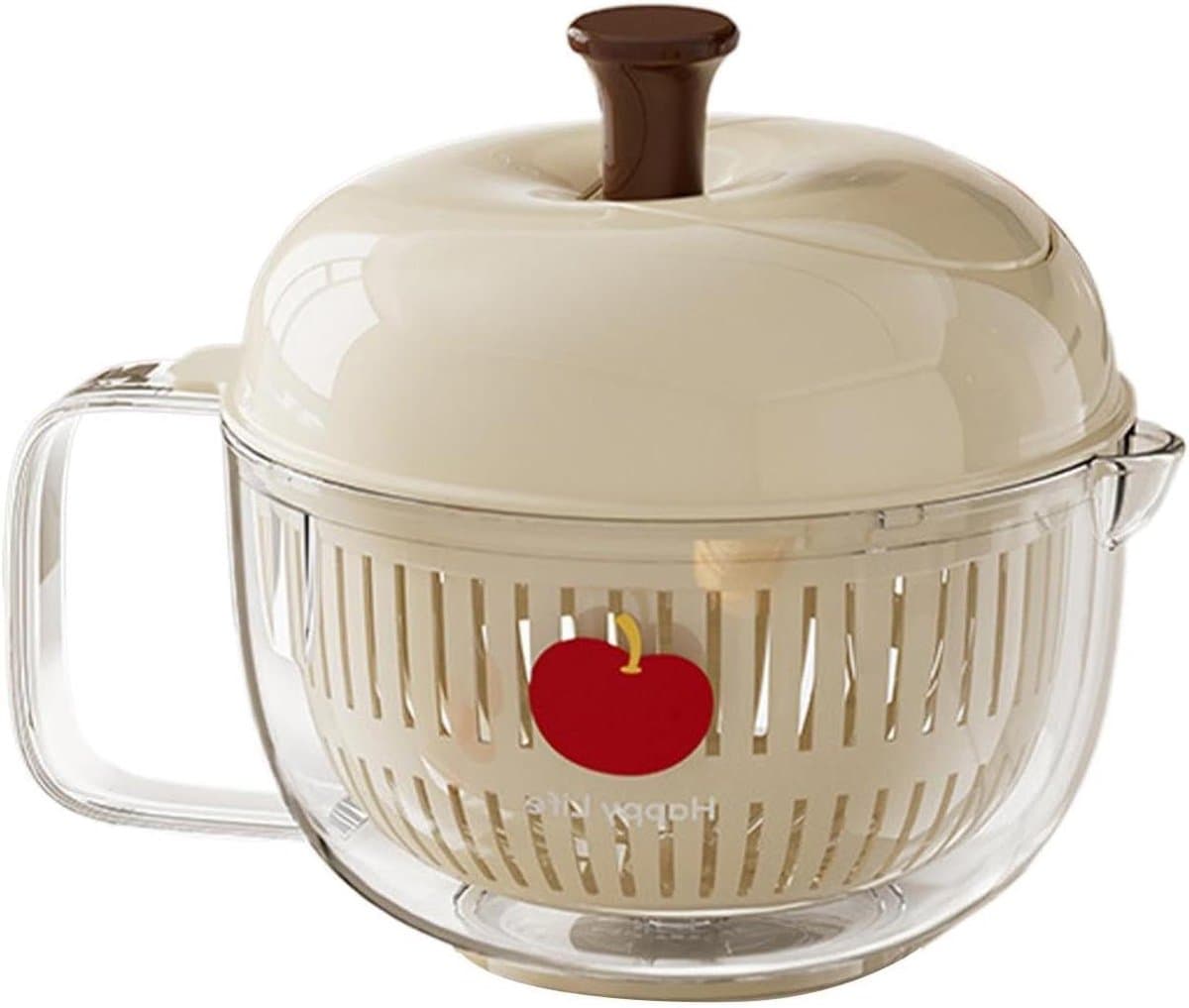 Fruit Wasmachine - Groente Spinner - Maaltijd Voorbereiding - Handgedraaid Mechanisme - 21 x 17 cm - Wit — afbeelding 1