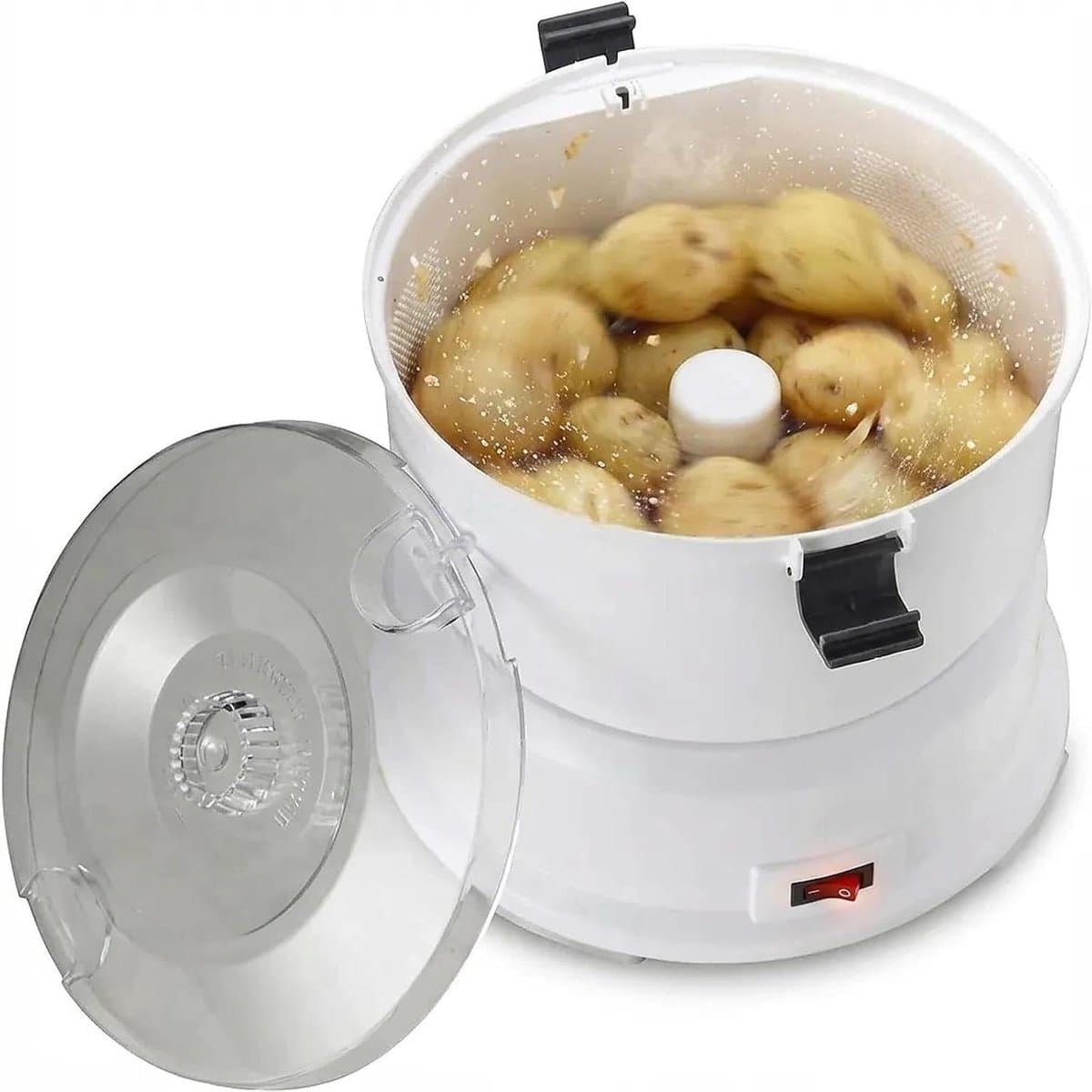 Elektrische Aardappelschiller - Automatische Schilmachine - Snel Groenten Schillen - Eén Knop Bediening - 1 kg Capaciteit - Zilver — afbeelding 1